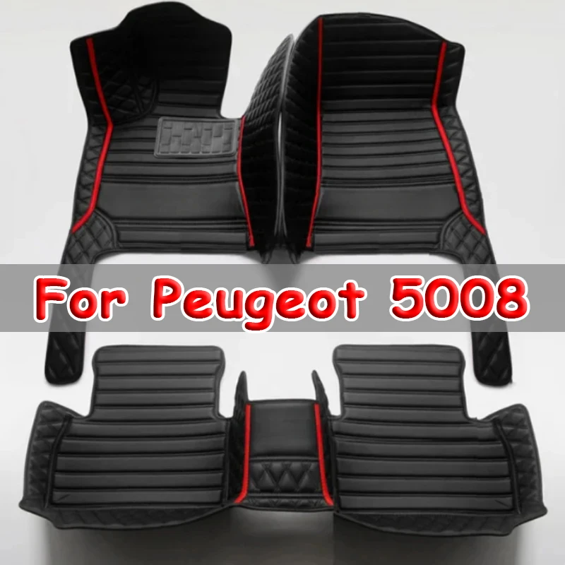 

Car Floor Mats For Peugeot 5008 P87 MK2 2017~2023 Pad Luxury Leather Mat Carpets Durable Rugs Set Interior Parts Car Accessories