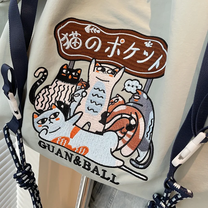 Eco-Friendly Embroidered Nylon Tote: Stylish and Spacious City Handbag