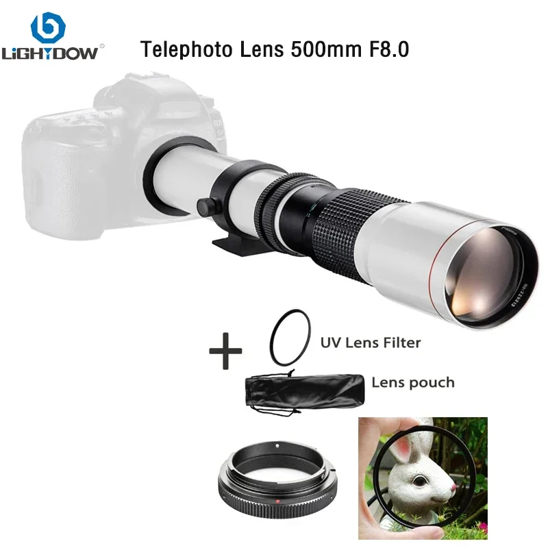 Lightdow Telephoto Lens 500mm T Mount for for Camera Canon