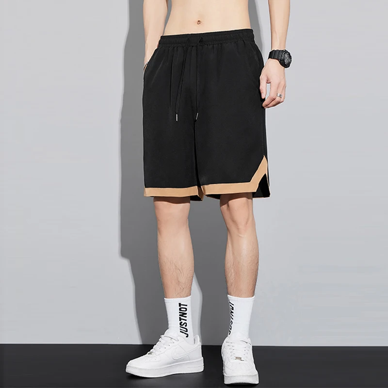 Men Clothing 2024 Summer Trendy Contrast Color Loose Thin Short Pants Youth Casual Streetwear Y2K Sports Basketball Beach Shorts