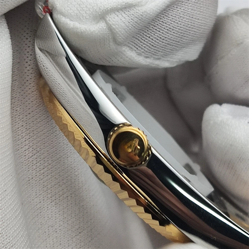 41mm Glod R 케이스 세트 삼각대 금도금 사파이어 크리스탈 904L 스틸 시계 액세서리 8215 8200 무브먼트 삼각대 HL00101507