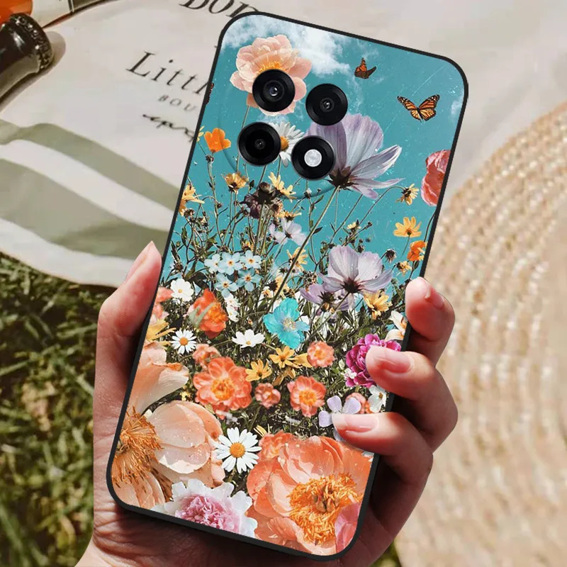 Sleek Black Soft Silicone Phone Case with Cute Cartoon Design