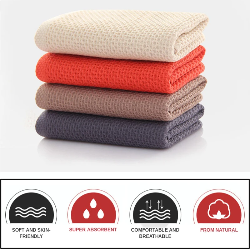 Bath Towel Honeycomb Waffle Cotton Aldult Super Absorption Soft 3 Buy 2 Get 1 Free