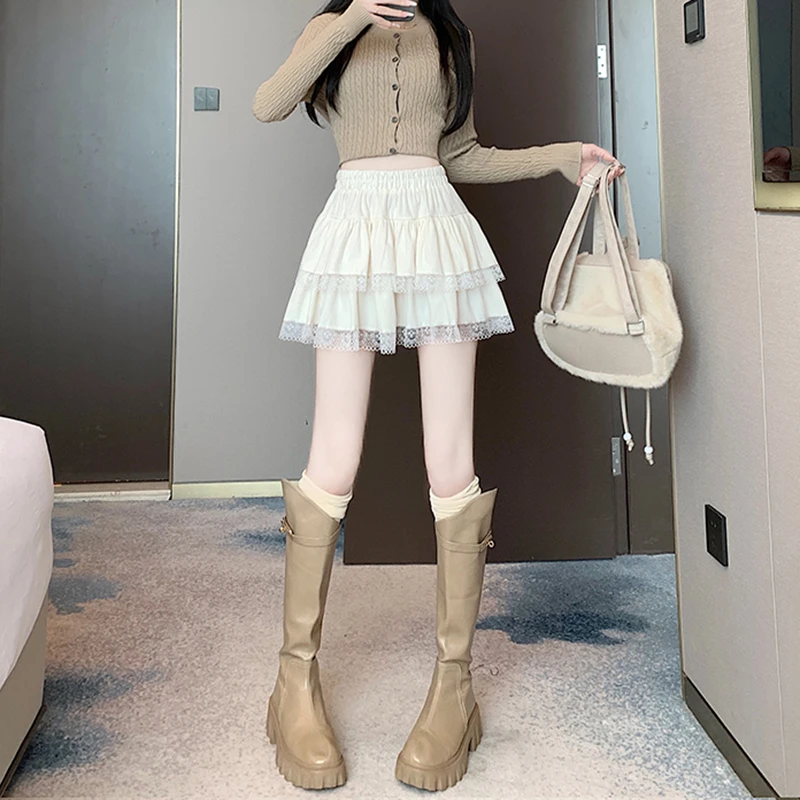 y2k Mini Skirt Women Coquette Clothes Lolita Fairycore High Elastic Tiered Ruffle Skirts Goth Lolita Skirts Streetwear