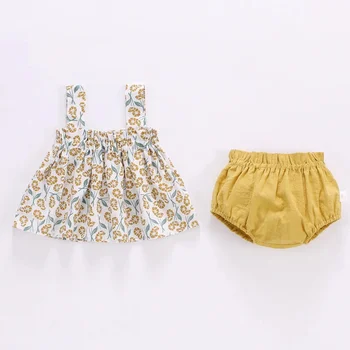 Baby Clothing Sets Girl's Suspender Dress Top + Shorts 2Pcs/set Summer Thin Casual Print Infant Toddler Clothes Suits 1