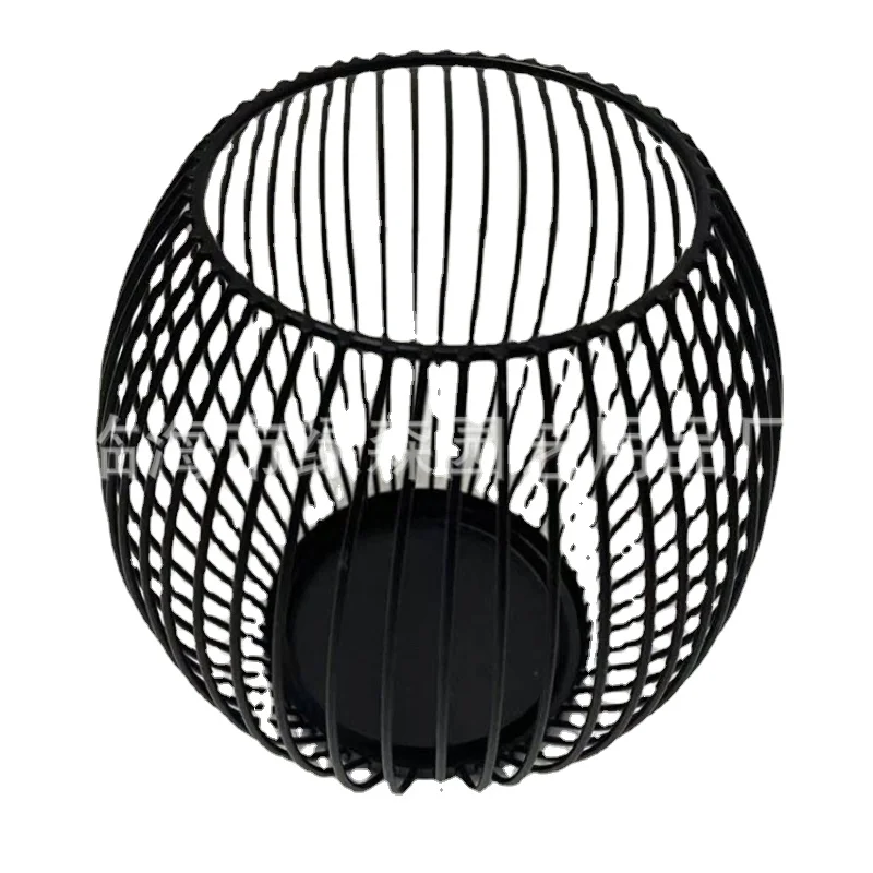 

Bird Cage Candle Holder Black Retro Metal Iron Hollow Candle Holder Circular Outdoor Lantern Tabletop Candlestick Home Decor