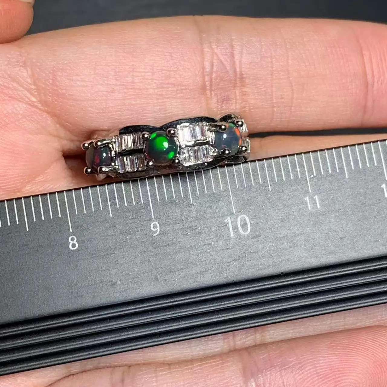 Natural Black Opal Ring Adjustable Female Stone Ring Jewelry for Women Gift Wholesale High Quality Vintage Fine