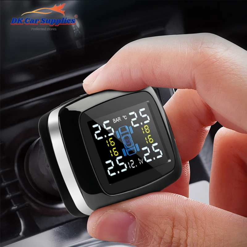 

Автомобильный прикуриватель TPMS Беспроводной Универсальный TPMS USB цифровой tpms система сигнализации давления в шинах 4 Внешний внутренний датчик