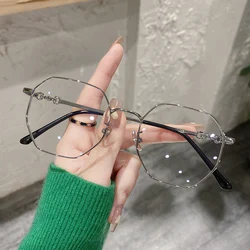 Elegant Metal Spring Hinge Blue Light Blocking Eyeglasses (Silver)