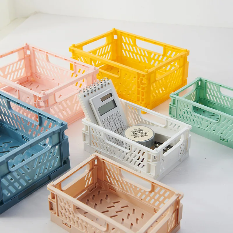 Table Top Folding Storage Basket Stackable Makeup Jewellery Toys Box Cosmetic Container Desktop Holder Crate Folding Box Basket 1