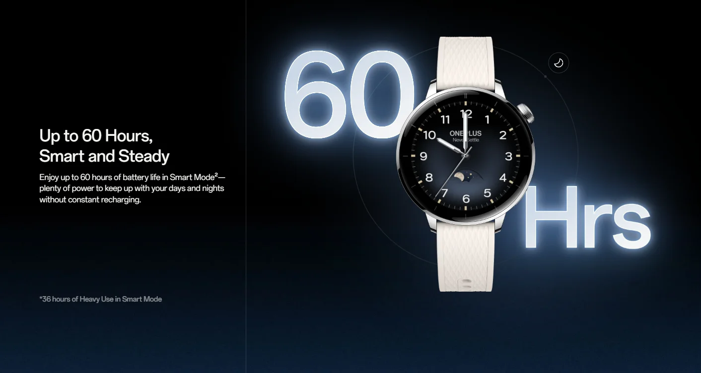 OnePlus Watch 3 43mm, 32GB Storage, WearOS, 60h Battery Life, Bluetooth, GPS Navigation, Round Face, 1.32-Inch Display 3