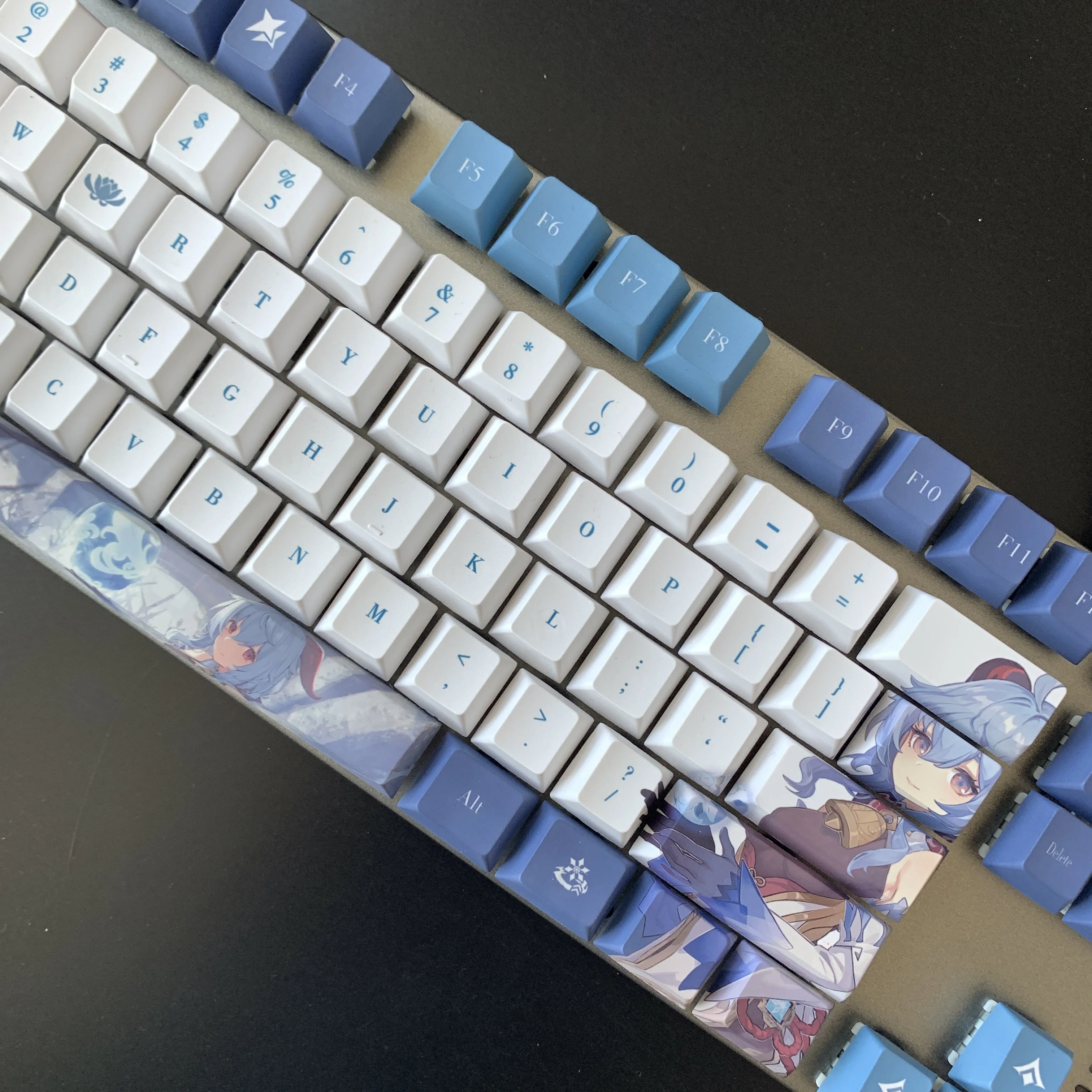 Genshin Keycaps Genshin Impacto Tema Ganyu Pbt Material 108 Chaves Conjunto para 61 87 104 108 Teclado Mecânico Chave Chreey Perfil