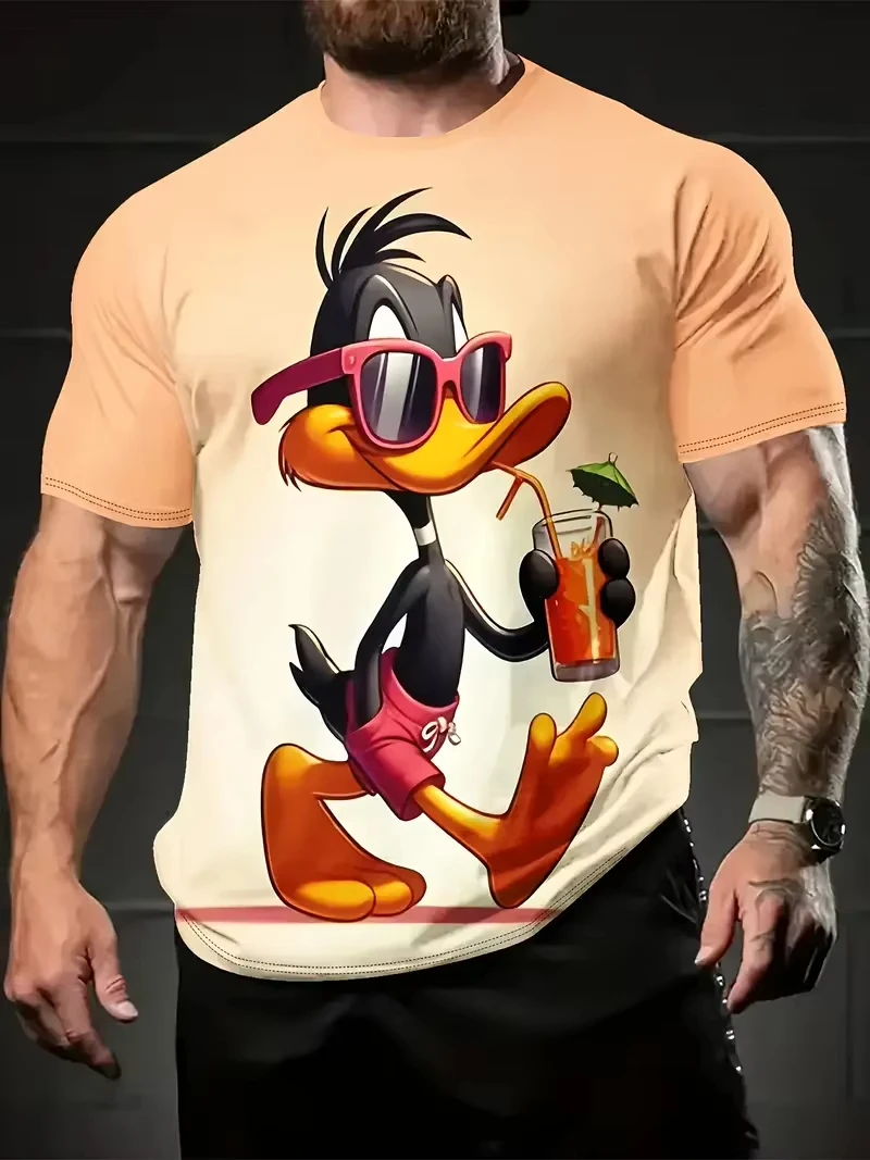 Men's T Shirt Cartoon Duck Print Summer Casual Short Sleeve Tops Tee Fashion T-shirts Outdoor Quick drying Street Clothing