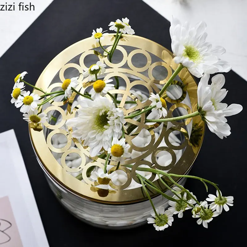 Metal Vase Cover Flower Rack Hydroponics Vase Accessories Flower Stand Flower Arrangement Container Tools Home Decoration 4
