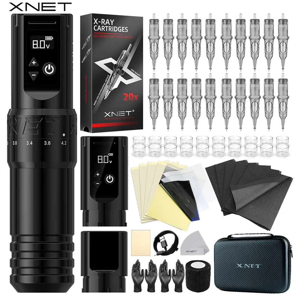 XNET T1 Wireless Tattoo Machine Pen Full Completed Kit