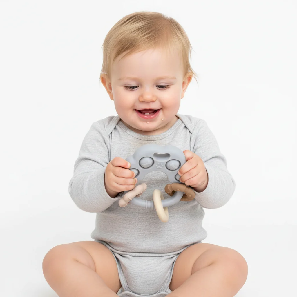 Baby Teething Toys 0-6 Months, Food Grade Silicone Teether Toy for Gum Relief, BPA Free Infant Chew Toy, Montessori Sensory Toys - 4