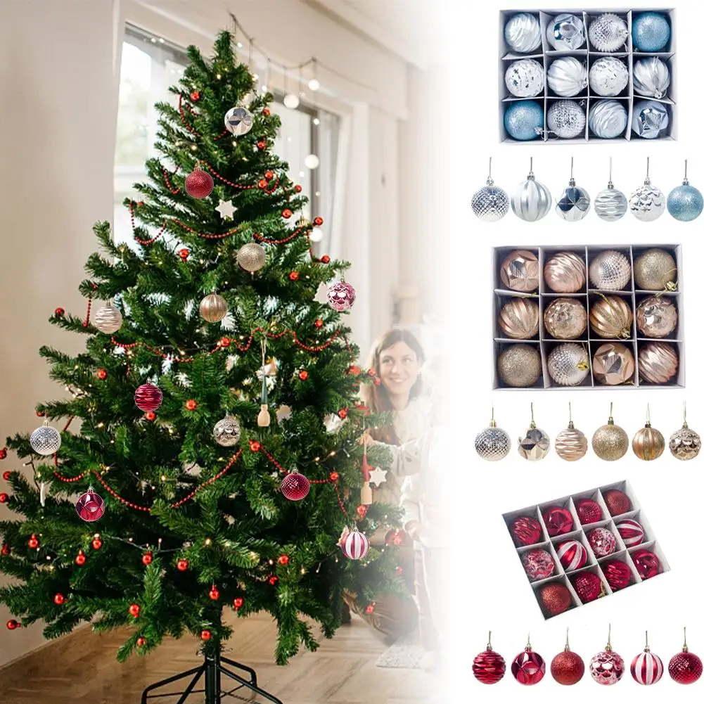 

1box Christmas Balls Christmas Tree Ornaments Ball Year Party Xmas Home New Decor Pendants Gift Tree Hanging O1H0
