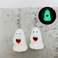 Personality Luminous Ghost Drop Earrings for Women Funny Acrylic Pumpkin Ghost Glow in the Dark Earring Halloween Party Jewelry 4