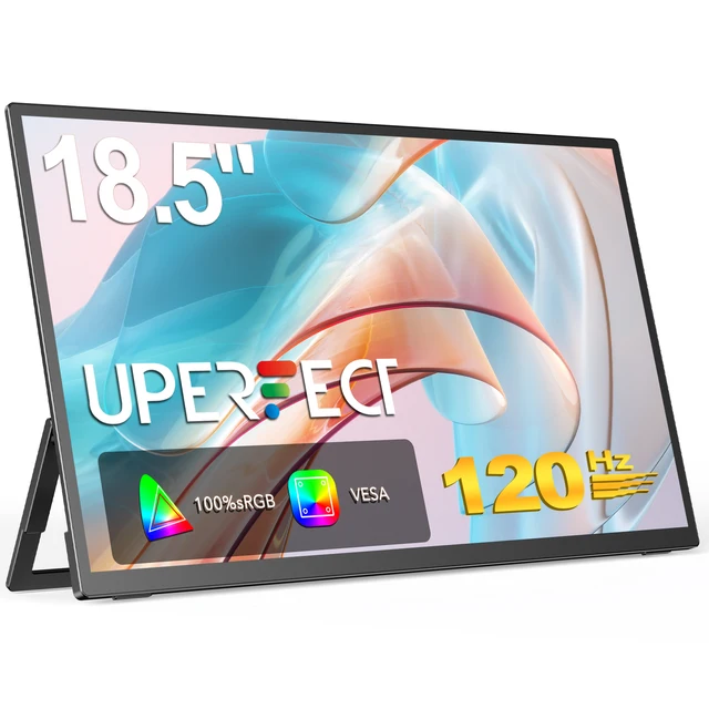 UPERFECT 18.5 Inch Computer Gaming Display Portable Monitor 120HZ IPS Laptop HDMI USB C External Screen With VESA Adjust Stand