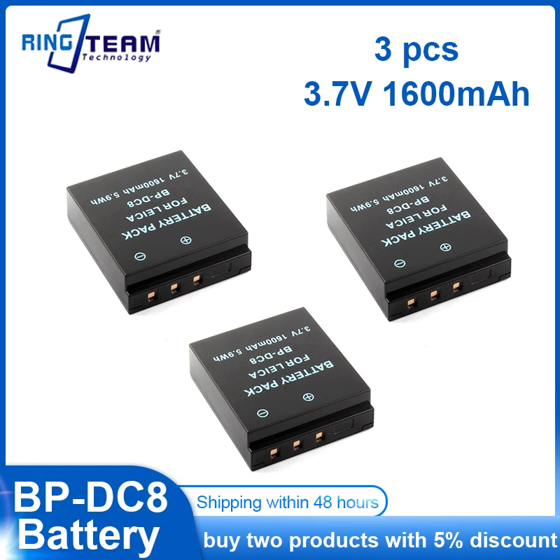 Batteria 3X Bpdc8 Bp-Dc8 Bp-Dc8-E Per Fotocamera Leica X1 X2 X(Typ113)X-U(Typ113)X-E(Typ102)X Vario(Typ107)