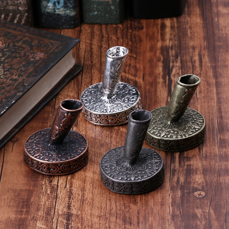 Pen Holder Desk Organizer Pen And Brush Holder Vintage Metal Round Insertion Pen Holder For Feather Quill Dip Pens School Office Supplies Stationery Student Gift