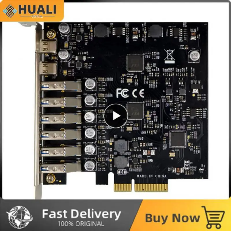 

For Btc Mining Miner 6 Slots Pci-e X4 To 2 Type C Expansion Card Usb3.1 Pci Express Controller Card Pci-e X4 To 2 Type C