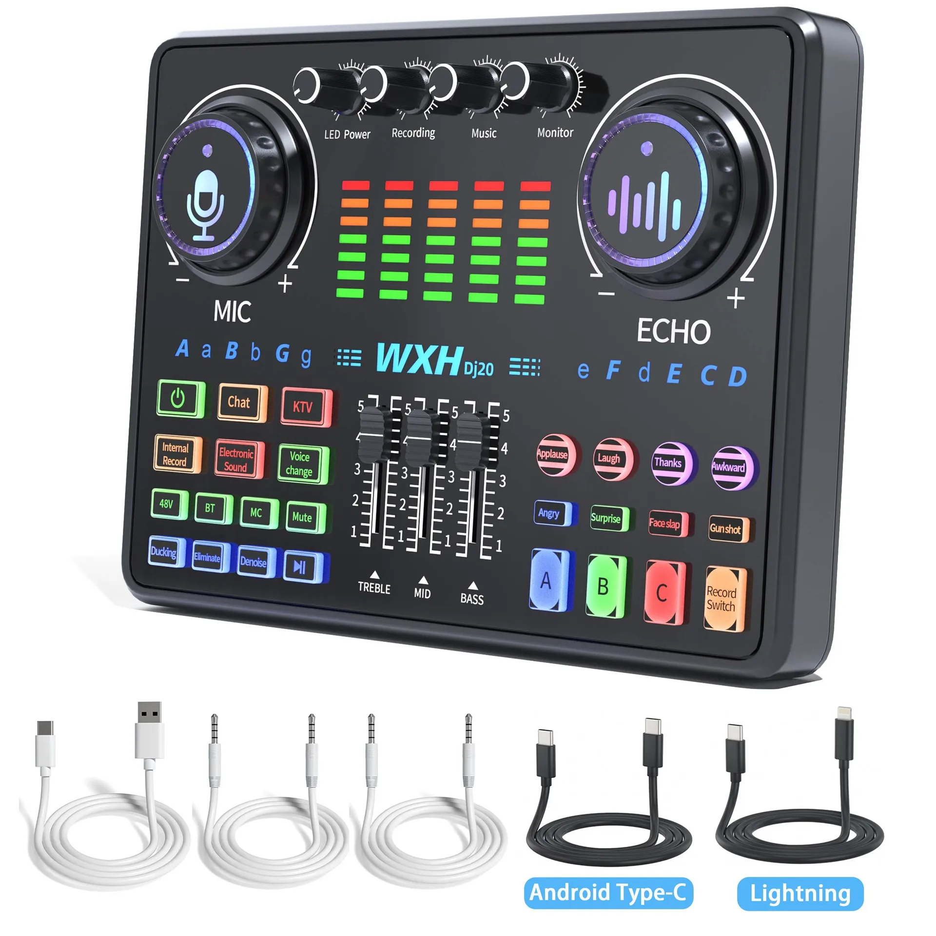 Dj20 Sound Card Studio Mixer WXH1000 Noise Reduction Microphone