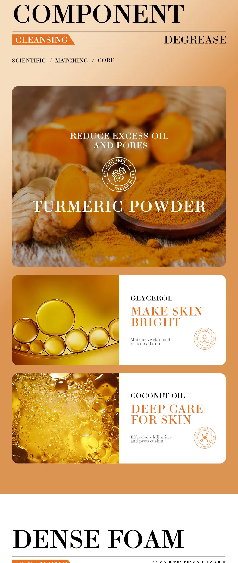 Description Picture 5 of item100g Turmeric Handmade Soap Cleansing Bath Essential Oil Soap Vitamin C and Kojic Acid Soap Moisturizing & Improving Drying Skin