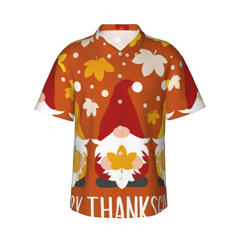 thumbnail image 1 of Camisa hawaiana divertida para hombre, con estampado de hojas de ginkgo y hongos, de manga corta, con botones, para playa, ropa informal de calle para niños y mujeres, 1 of 4