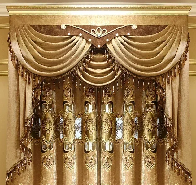 刺繍された豪華な宮殿のカーテン,ヨーロッパスタイル,厚いシェニール