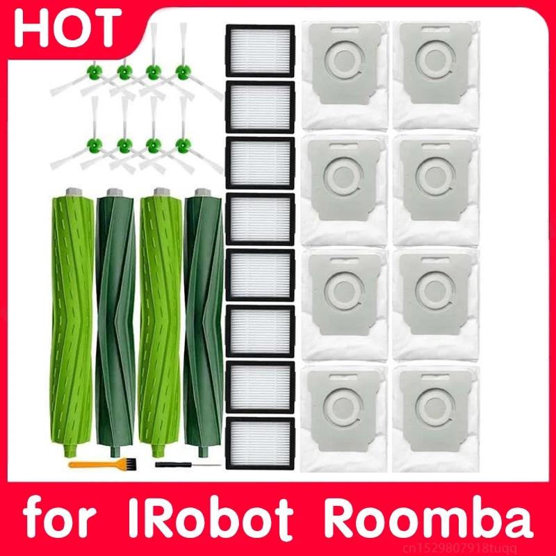Hepa Filter Side Brush Bags for iRobot Roomba I7 I7+ E5 E6 I3 Series Vacuum Cleaner Rubber Brushes Vacuum Filters Spare Parts