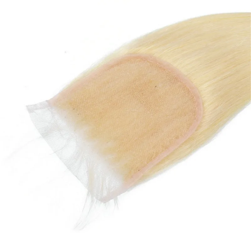 613 Honey Blonde 4x4 Lace Closure Straight Human Hair Pre-Plucked Hairline Brazilian Virgin Hair Transparent Lace Closure