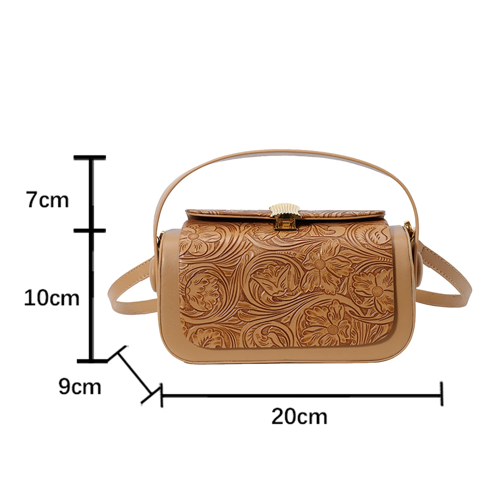 Women PU Leather Shoulder Bags Vintage Square Bags Floral Underarm Bag for Work Shopping Travel
