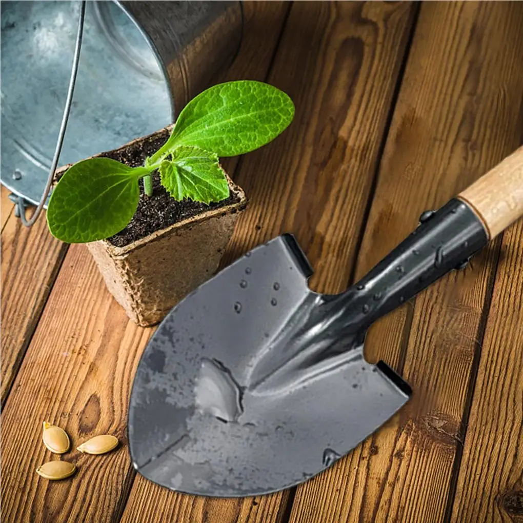 Digging Shovel D Wood Handle Anti-skidding Shovels Trowel Rustproof Garden Scoop Coated Surface Camping Outdoor Small 5