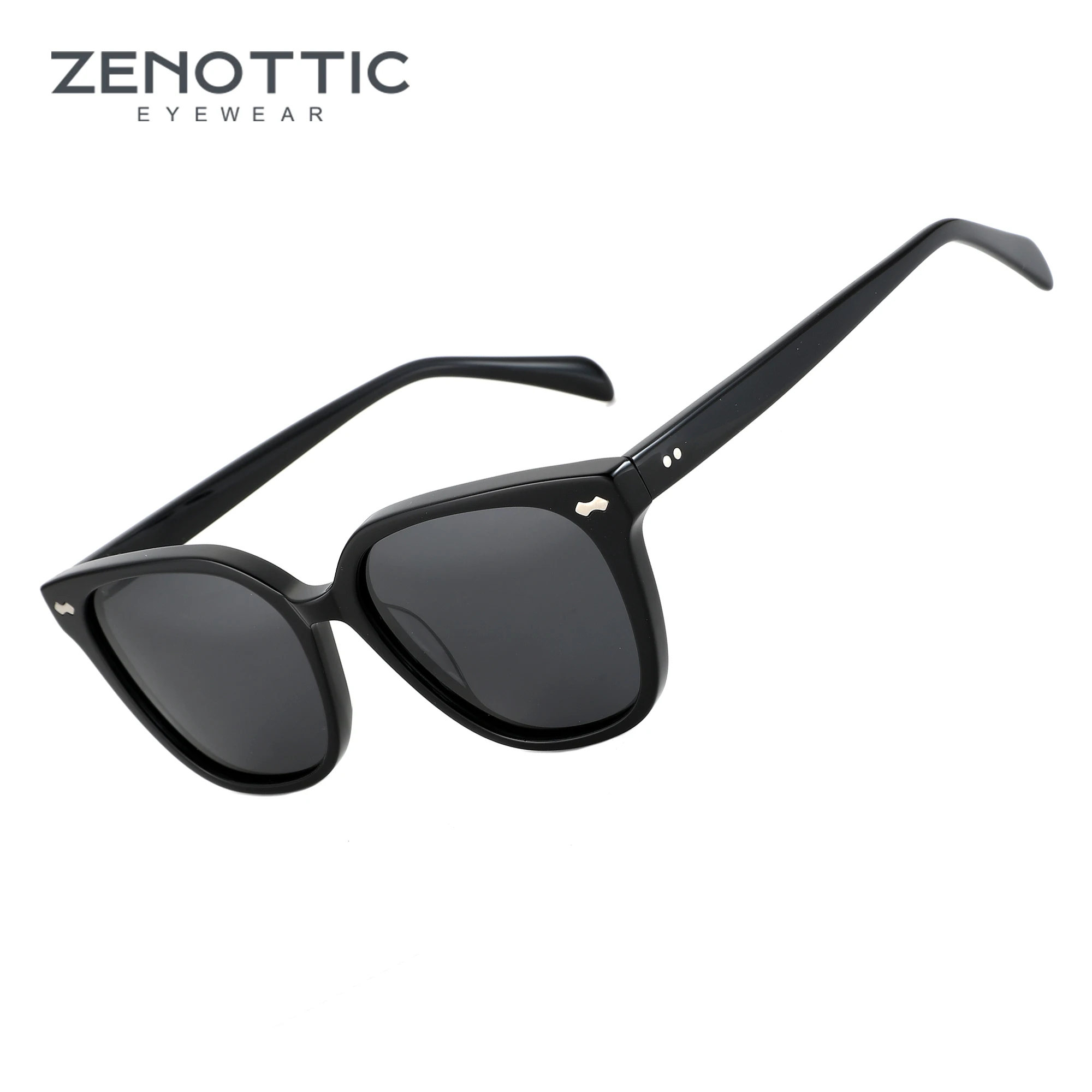 

ZENOTTIC 2024 Classic Design Polarized Sunglasses Unisex Handmade Acetate Black Sun Glasses Male Trend Square Shades TD96046