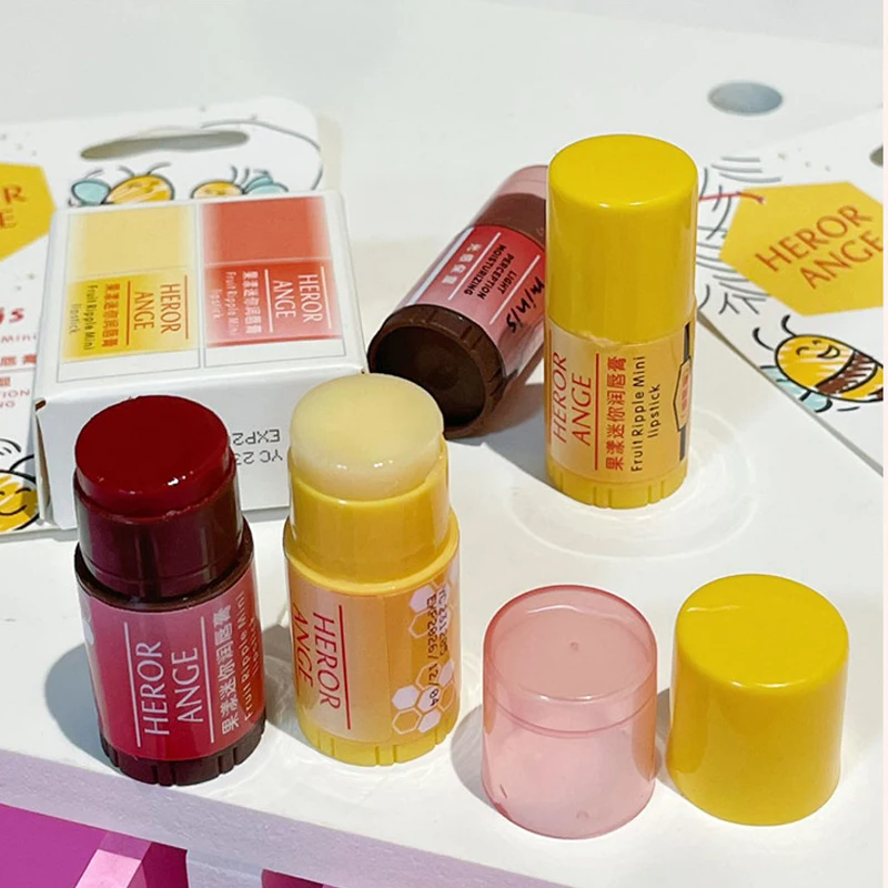 2Pcs Set Fruit Honey Mini Lipstick Before Makeup Base Water Moisturizing Lip Mask Hydrating Fade Lip Lines Lip Oil Cosmetics 6