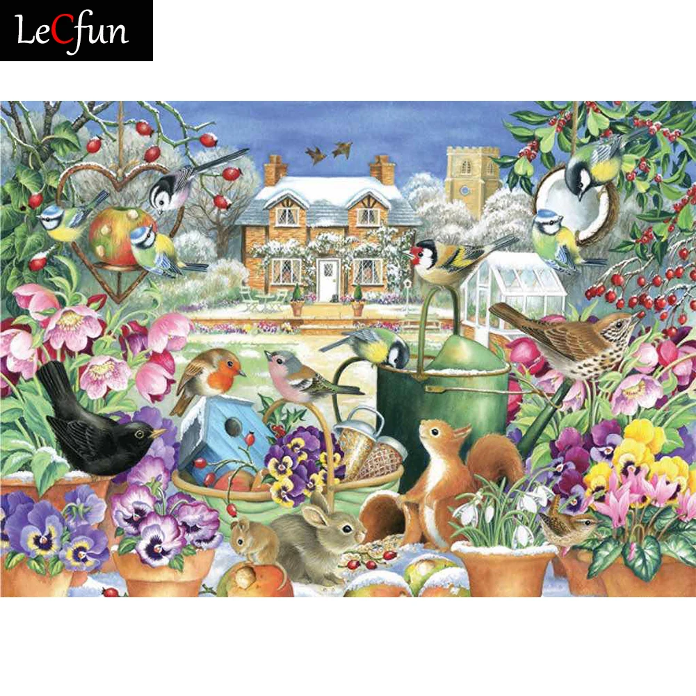 LeCfun 5D Full Drill Diamond Painting Kits Birds Flowers Diamonds Art Square/Round Gem Dotz Rhineston Paint By Number Home Decor |
