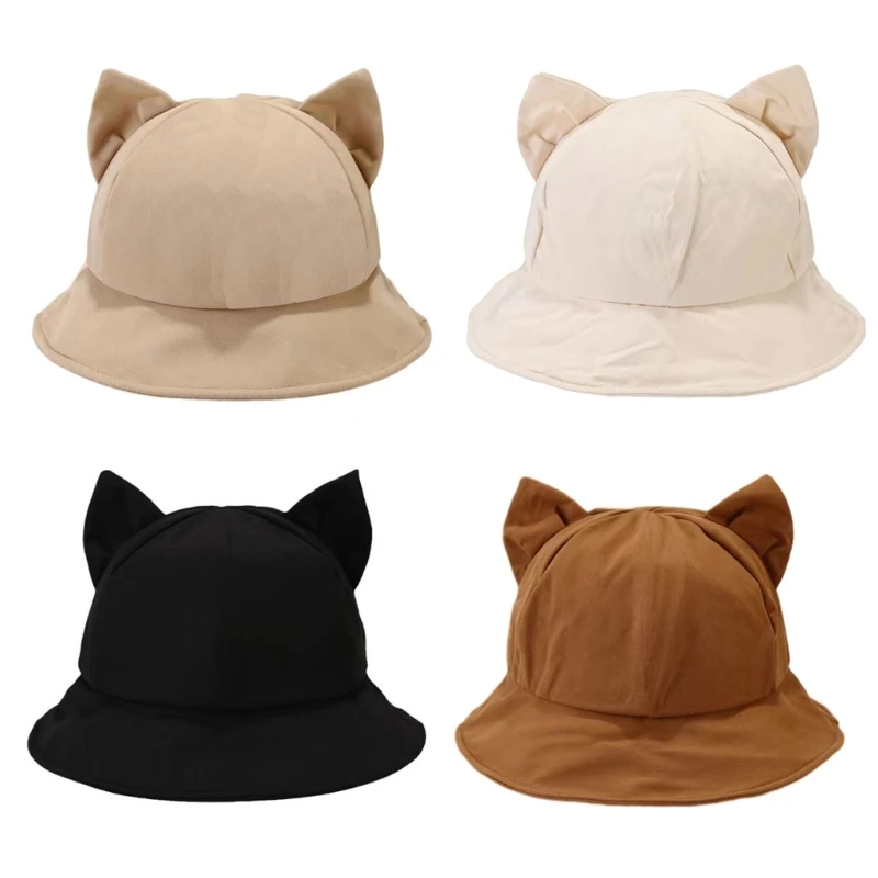 

Y166 Fisherman Hat Sports Hat Bucket Hat Cartoon Kitten Ear for Workout