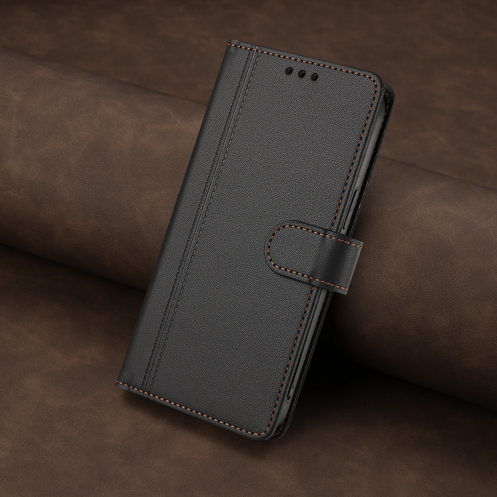 Luxury Leather Flip Phone Case with 9 Card Slots and Strap Book Wallet Design