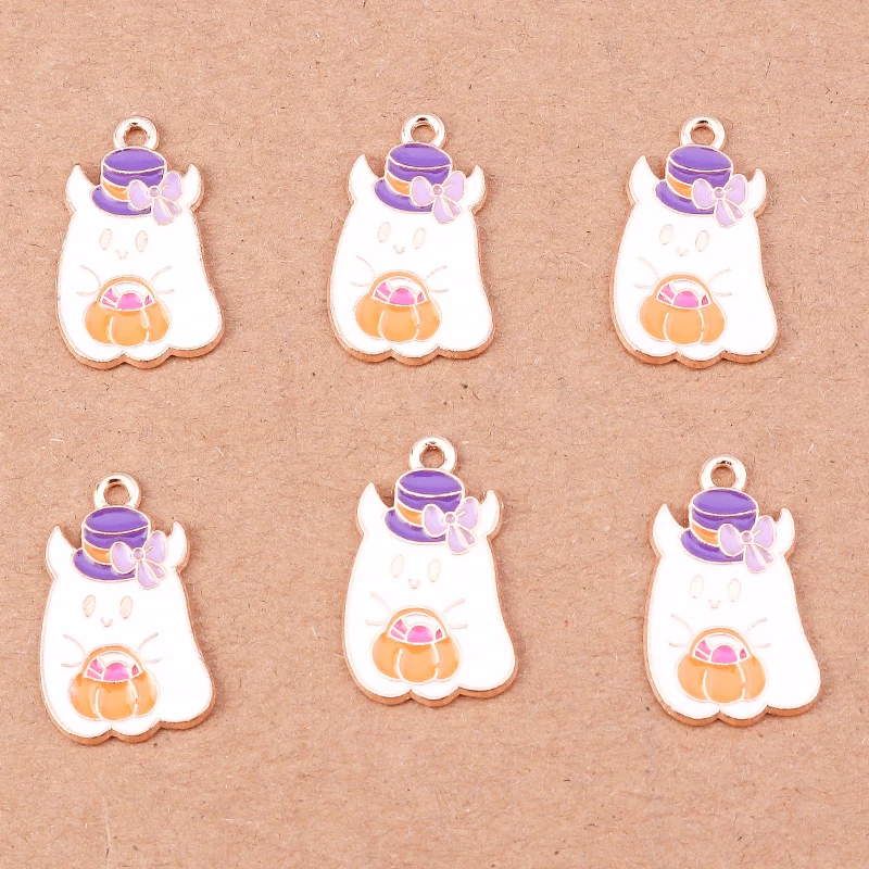 10 stücke niedlichen Emaille Schloss Charms Halloween Anhänger für Schmuck Herstellung Halskette Ohrringe DIY Halloween Geschenke Zubehör – Detail 14