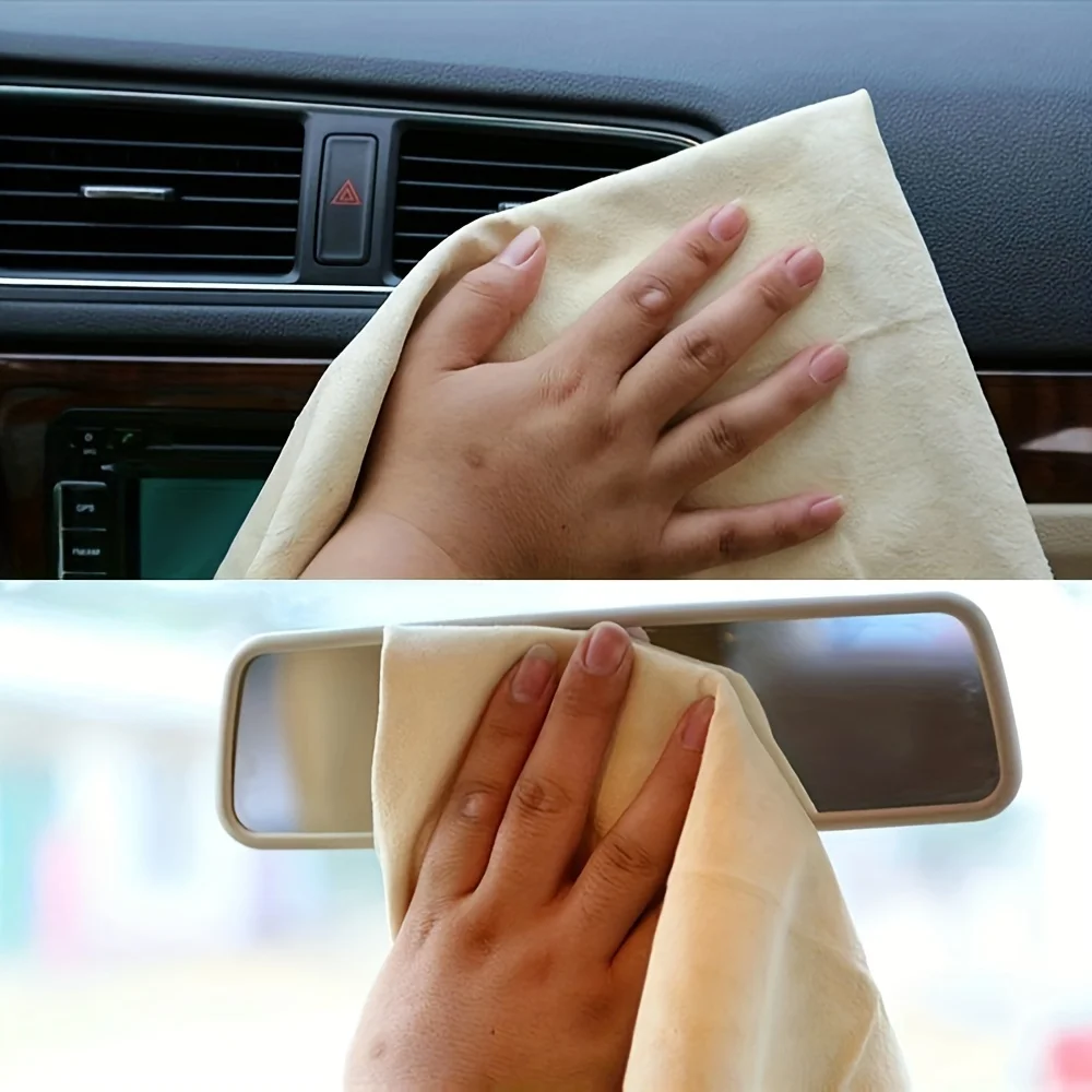40x60CM Natural Deerskin Leather Clean Cloth Car Washing Care Quick Dry Cleaning Towel Super Absorbent Glass Drying Rags