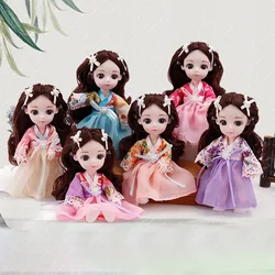 Poupée BJD de maquillage de 6 pouces, 16cm, 13 articulations mobiles, avec robe marron à la mode, jouet d'anniversaire pour filles, 1/12 