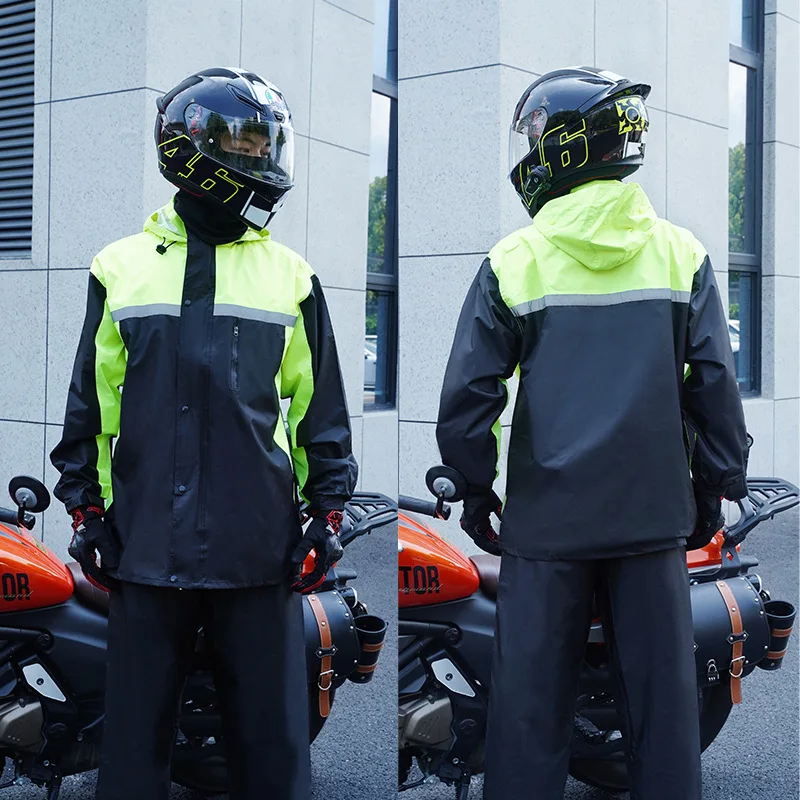 Fashion Thickened Split Rainwear Color Matching Sports Rainsuit Men's Waterproof Riding Motorcycle Raincoat raincoat poncho