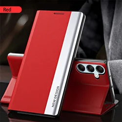 Premium Flip Leather Phone Case Cover - Elegant Design - Samsung A57 5G (Red)