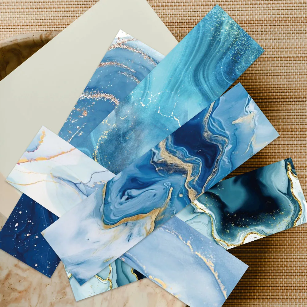 30pcs Aesthetic Blue Ocean Sea Waves Paper Bookmarks DIY Students Readers Page Markers Library Office Page Marking
