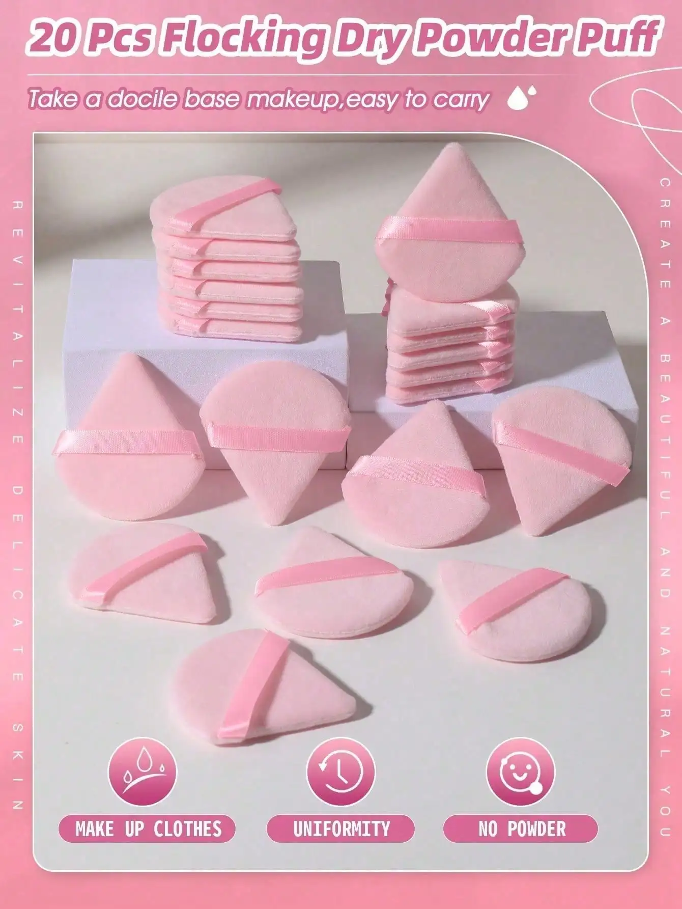 20/10/3/1pc Triangular Velvet Makeup Powder Puff, Facial Powder Puff, Reusable Makeup Powder Puff, And Eye Makeup Powder Puff