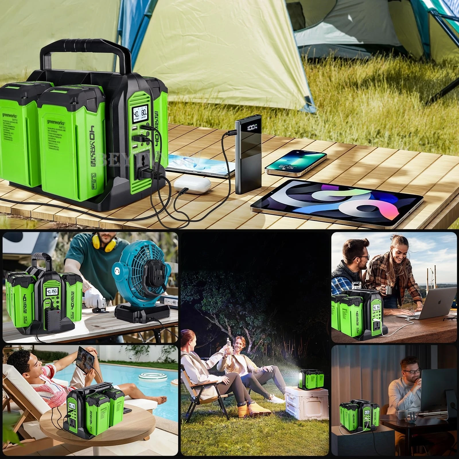 Power Inverter for Greenworks 40V Battery 350W DC 40V to AC 120V Power Station P