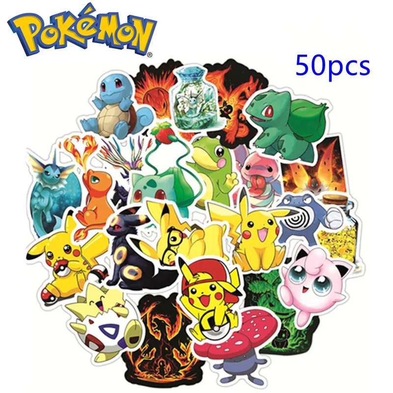

50Pcs Pokemon Pikachu Stickers Suitable For Repair Car Mobile Phone Laptop Motorcycle Scratches Waterproof Pokémon Stickers Toys