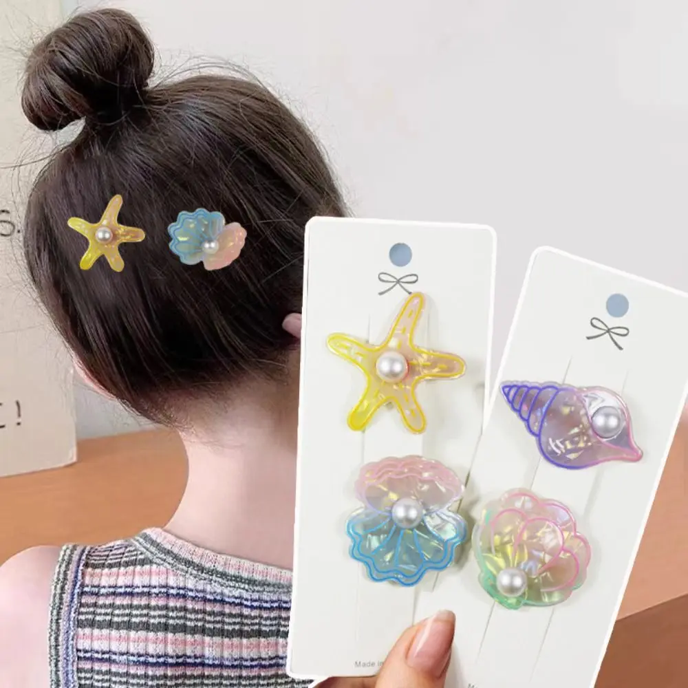 

Hair Clips For Girls Hairpins Barrettes Kids Hair Accessories Colorful Sweet Pearl Ocean Shell Starfish Baby Headwear