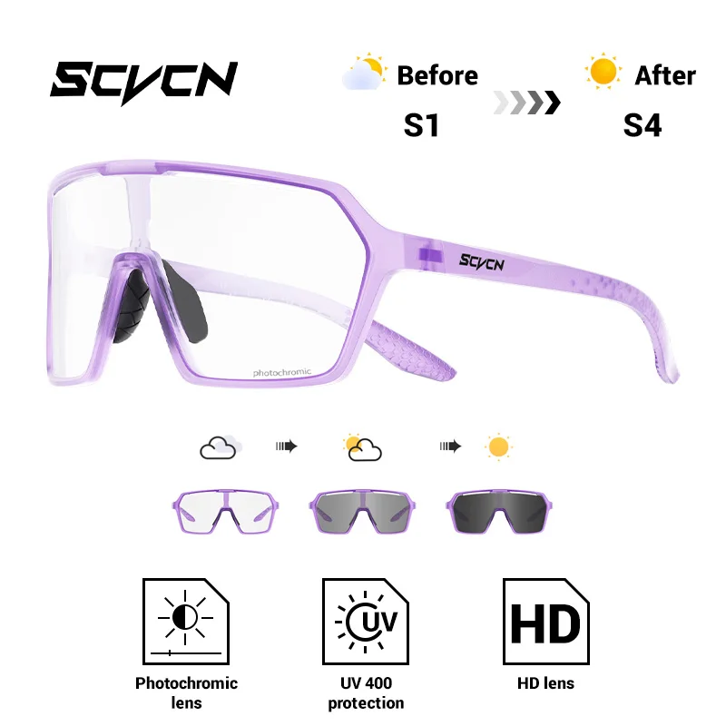 Unisex Photochromic Outdoor Sports Sunglasses - UV400 Protective Eyewear for Cycling, Running, and Hiking